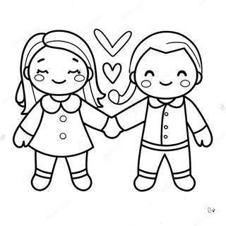 Cute Best Friends Holding Hands Coloring Page 51843-41511