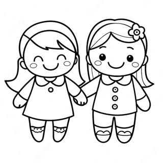 Cute Best Friends Holding Hands Coloring Page 51843-41512