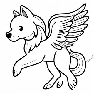 Mystical Winged Wolf In Flight Coloring Page 51983-41617