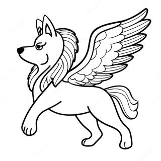 Mystical Winged Wolf In Flight Coloring Page 51983-41618