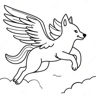 Mystical Winged Wolf In Flight Coloring Page 51983-41619