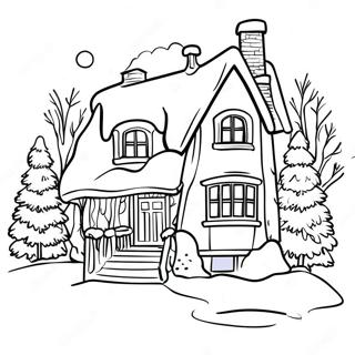 Winter House Coloring Pages