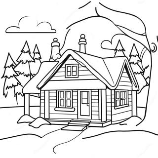 Cozy Winter Cabin Coloring Page 52053-41673