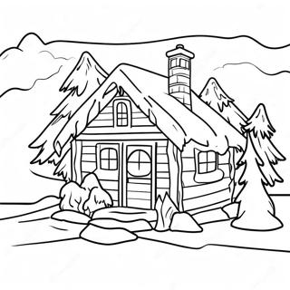 Cozy Winter Cabin Coloring Page 52053-41674