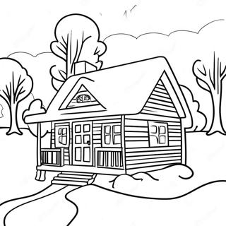 Cozy Winter Cabin Coloring Page 52053-41676