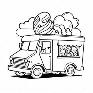 Colorful Ice Cream Truck With Happy Kids Coloring Page 52083-41693