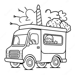 Colorful Ice Cream Truck With Happy Kids Coloring Page 52083-41694