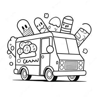 Colorful Ice Cream Truck With Happy Kids Coloring Page 52083-41695