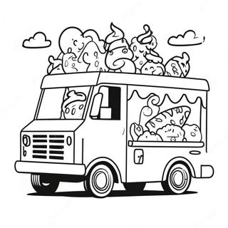 Colorful Ice Cream Truck With Happy Kids Coloring Page 52083-41696