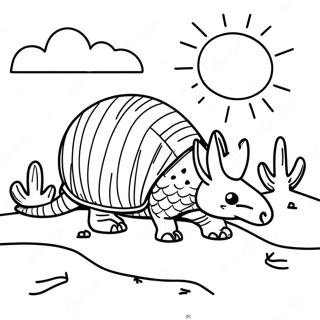 Happy Armadillo Exploring The Desert Coloring Page 52163-41772