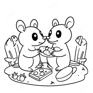 Mole And Ratty Enjoying A Picnic Coloring Page 52173-41768