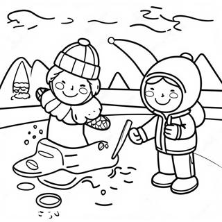 Ice Fishing Coloring Pages