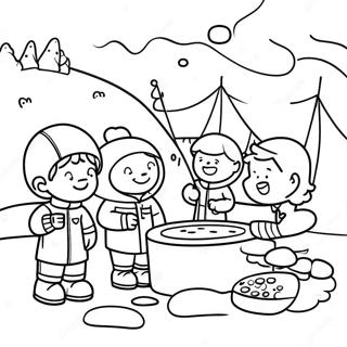 Ice Fishing Scene With Happy Kids Coloring Page 52202-41796