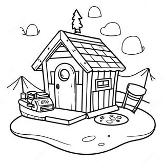 Colorful Ice Fishing Shack Coloring Page 52203-41790