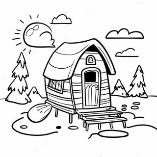 Colorful Ice Fishing Shack Coloring Page 52203-41792