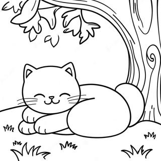 Cat Sleeping Coloring Pages