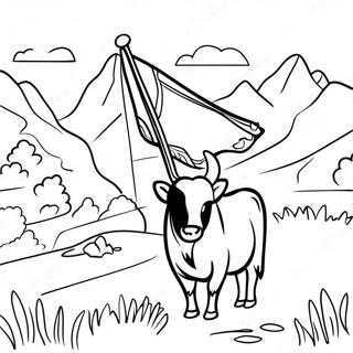 Scottish Highland Landscape With Flag Coloring Page 52433-41970