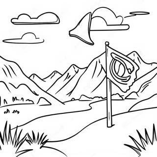 Scottish Highland Landscape With Flag Coloring Page 52433-41971