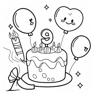 Happy 9th Birthday Celebration Coloring Page 52462-41998