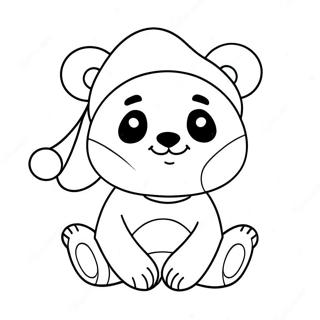 Cute Christmas Panda With Santa Hat Coloring Page 52483-42014