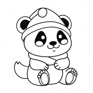 Cute Christmas Panda With Santa Hat Coloring Page 52483-42015