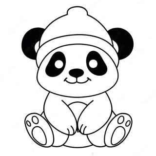 Cute Christmas Panda With Santa Hat Coloring Page 52483-42016