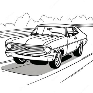 Chevy Nova Racing Scene Coloring Page 52513-42037