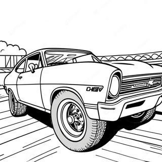 Chevy Nova Racing Scene Coloring Page 52513-42039