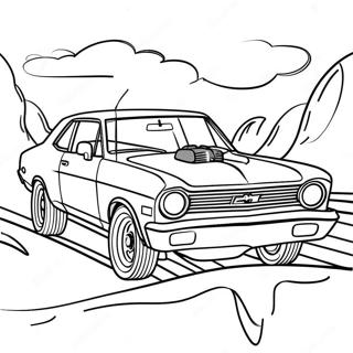 Chevy Nova Racing Scene Coloring Page 52513-42040