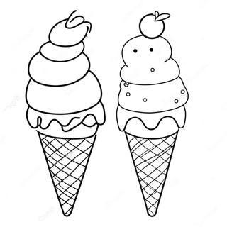 Adorable Ice Cream Cone Coloring Page 5252-4372