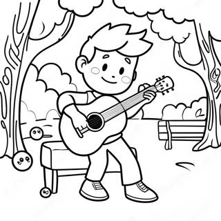 Cool Boy With Uke Playing In The Park Coloring Page 52543-42065