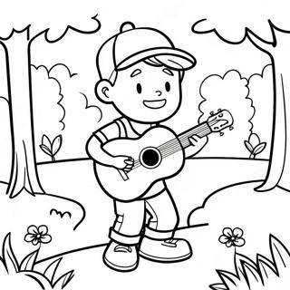 Cool Boy With Uke Playing In The Park Coloring Page 52543-42066