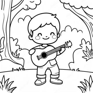 Cool Boy With Uke Playing In The Park Coloring Page 52543-42067