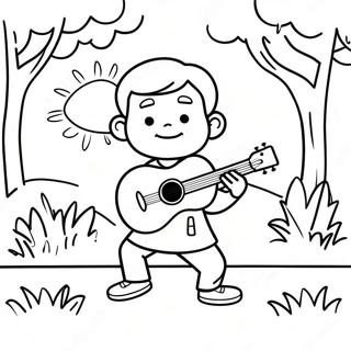 Cool Boy With Uke Playing In The Park Coloring Page 52543-42068