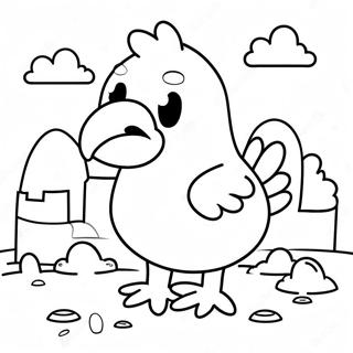 Cute Minecraft Chicken With Eggs Coloring Page 52573-42086