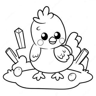 Cute Minecraft Chicken With Eggs Coloring Page 52573-42087