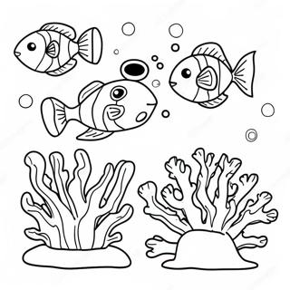 Colorful Coral Reef With Scuba Diver Coloring Page 52603-42109