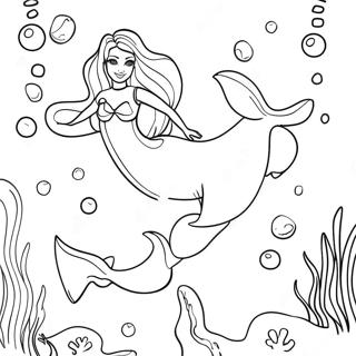 Barbie Dolphin Magic Underwater Adventure Coloring Page 52652-42148