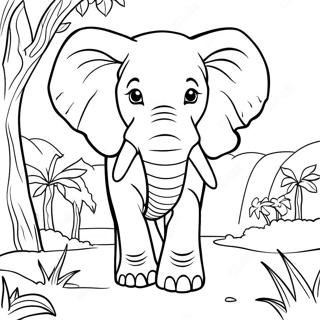 Majestic African Elephant In The Wild Coloring Page 52673-42165