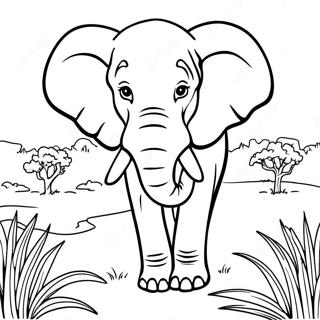 Majestic African Elephant In The Wild Coloring Page 52673-42168