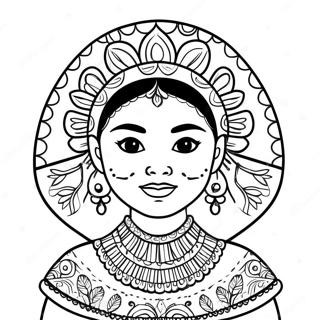 Mexican Girl In Traditional Dress Coloring Page 52702-42186