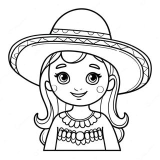 Cute Mexican Girl With Sombrero Coloring Page 52703-42191