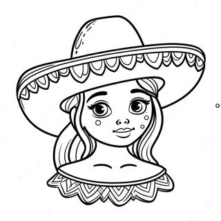 Cute Mexican Girl With Sombrero Coloring Page 52703-42192