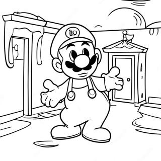 Luigi In Haunted House Coloring Page 52773-42243