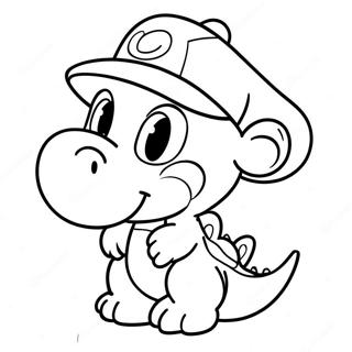 Cute Yoshi With A Hat Coloring Page 52933-42373