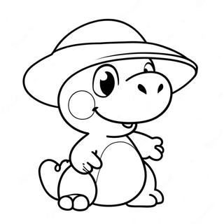 Cute Yoshi With A Hat Coloring Page 52933-42375