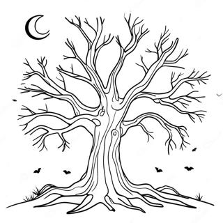 Spooky Bare Tree At Night Coloring Page 52953-42389