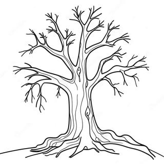 Spooky Bare Tree At Night Coloring Page 52953-42392