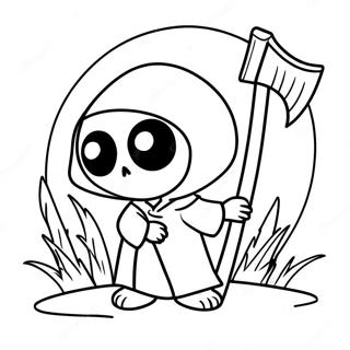 Cute Reaper With Scythe Coloring Page 53013-42445