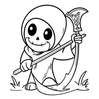 Cute Reaper With Scythe Coloring Page 53013-42447